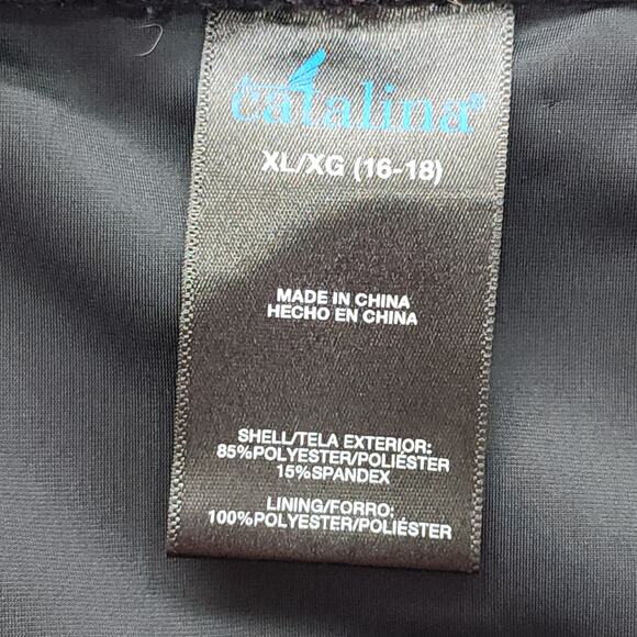 Catalina Swim Bottoms Womens Size XL (16-18) Black Solid Skirt Built-In Brief - Picture 5 of 9